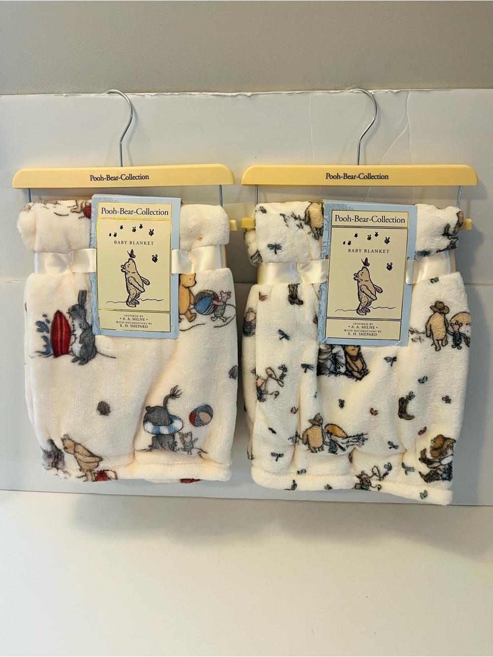Winnie the Pooh Bear Collection Lot of 2 Baby Blankets Western Beach Sandcastle